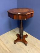 Regency octagonal rosewood pedestal fitted work table 50cm Diam x 80cm H. Condition: Some wear &