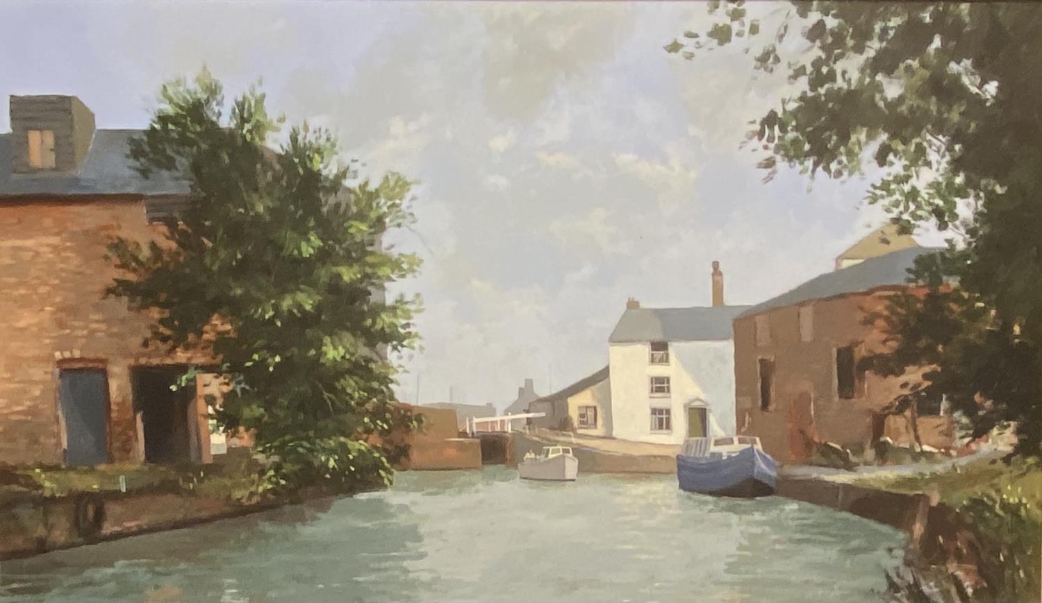 ROY PERRY, C20th, English School, oil board, "Banbury canal lock", framed, Condition good, a few