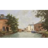 ROY PERRY, C20th, English School, oil board, "Banbury canal lock", framed, Condition good, a few