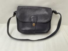 Coach, blue leather shoulder bag, possibly 1970's. Condition: With wear, see images