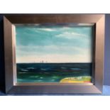 GEORGE S WISSINGER. Modern Oil , framed, "Village under the sea" 29 x 39cm
