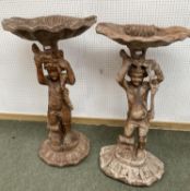 Pair of carved wooden figures, as Putti/Cherubs, approx. 97cm High, condition, some minor wear,