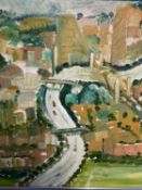 GEORGE S WISSINGER (C20th ), oil, Panorama of London, 2019, 38.5 x 38.5cm, framed. Condition: Good