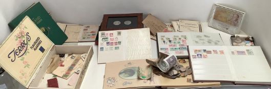 Quantity of coinage, stamps, money etc, see images for full details