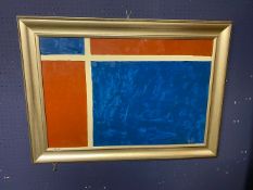 GEORGE S WISSINGER C20th, oil, Blue and Brick Red, 2016, 49 x 74.5cm, framed, Condition: Good