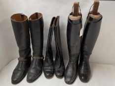 3 pairs black leather riding boots including 1 with trees