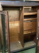 Regency figured mahogany 2 door fitted wardrobe compactum 184cm H x 135cm W x 53cm D. Condition: