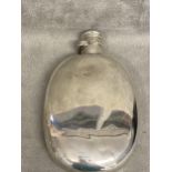 Victorian Sterling silver circular hip flask by Thomas Johnson London 1868