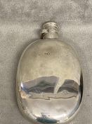 Victorian Sterling silver circular hip flask by Thomas Johnson London 1868