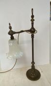 Brass desk lamp and glass shade