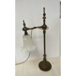 Brass desk lamp and glass shade