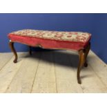 French duet piano stool with red tapestry seat