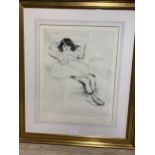 Jacques Villon reclining child, signed and dated in pencil '07, and numbered 46/50, framed and