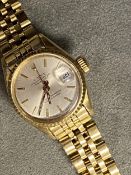 ROLEX, ladies oyster perpetual date just, superlative chronometer, on a Rolex oyster 18ct gold