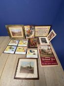 A quantity of cigarette cards, cigarette advertising art and railwayana art