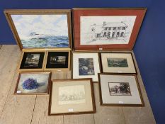 Quantity of pictures including a pencil study of Mickleham Church, picture of Aitken Bicentennial