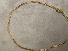 9 ct gold flat link necklace, 14g