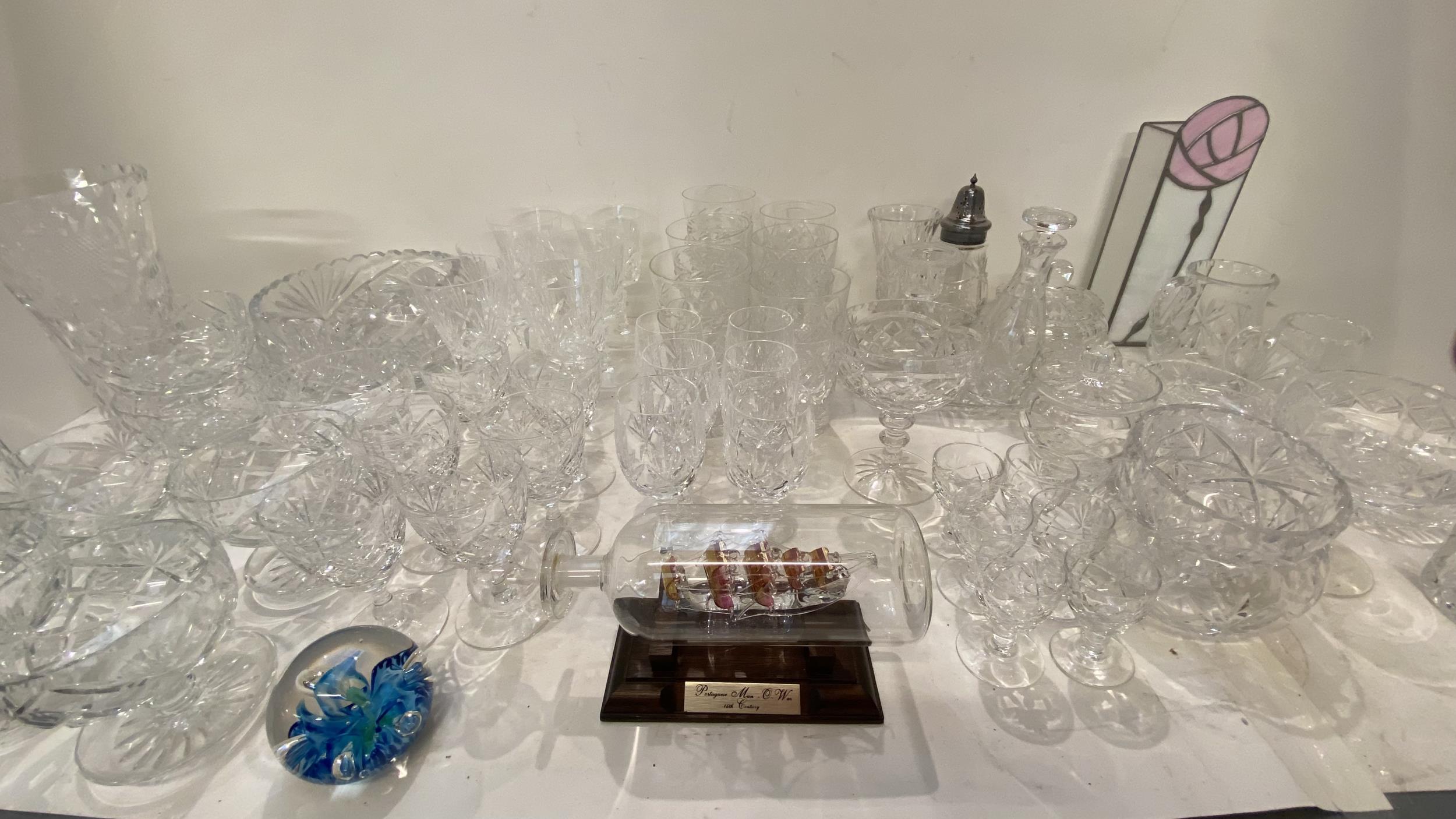Large qty of glass wear including decanters, vases, wine glassed, tumblers etc. - Image 3 of 7