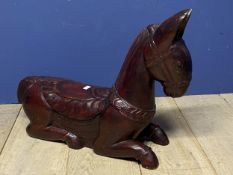 Wooden carved figure of a donkey