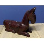 Wooden carved figure of a donkey