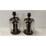 A pair of C19th French bronze candle lustres