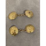 Pair of 9ct gold double buttoned chain cufflinks