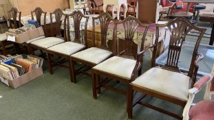 Set of 7 (6 + a carver) camel back mahogany dining chairs with