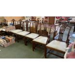 Set of 7 (6 + a carver) camel back mahogany dining chairs with