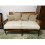 2 seater wicker bergère sofa with cushions 148x85x95cm H