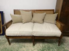 2 seater wicker bergère sofa with cushions 148x85x95cm H