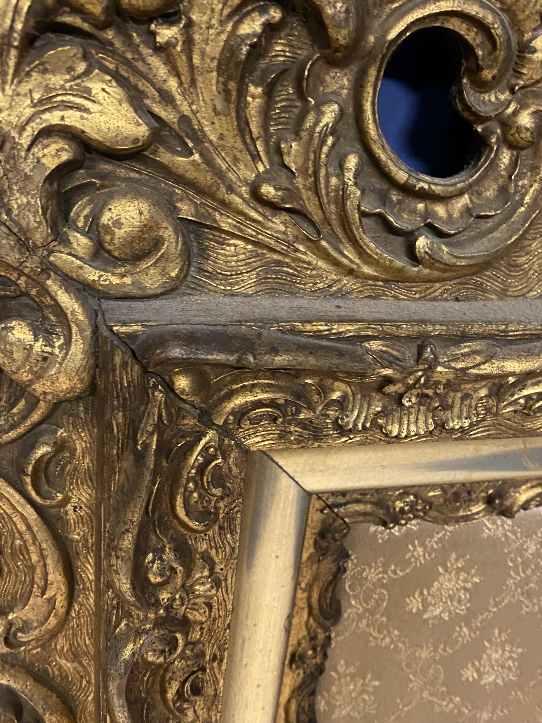 A decorative square framed, oval wall mirror, set withing a very ornately carved gilt frame and - Image 3 of 6