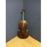 Interesting old rustic Church Cello with nice scroll probably by Kennedy