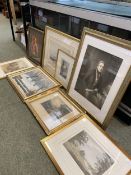 Quantity of pictures and prints, modern prints, etching prints, some labelled verso, Pastel drawing,