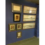 Three framed and glazed prints of the London river and landscape with keys to the buildings, and