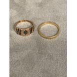 2 x 9ct gold rings, 3.34g size K/L and H(star inset)