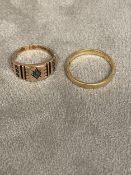 2 x 9ct gold rings, 3.34g size K/L and H(star inset)