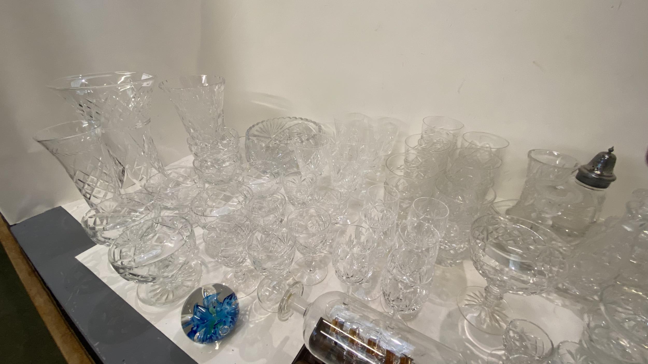 Large qty of glass wear including decanters, vases, wine glassed, tumblers etc. - Image 5 of 7