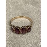9 ct gold 4 stone amethyst ring, 1.7g, size N