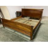 Kingsize wooden sleigh style bed with bed slats 195x209cm (no mattress)