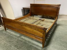 Kingsize wooden sleigh style bed with bed slats 195x209cm (no mattress)