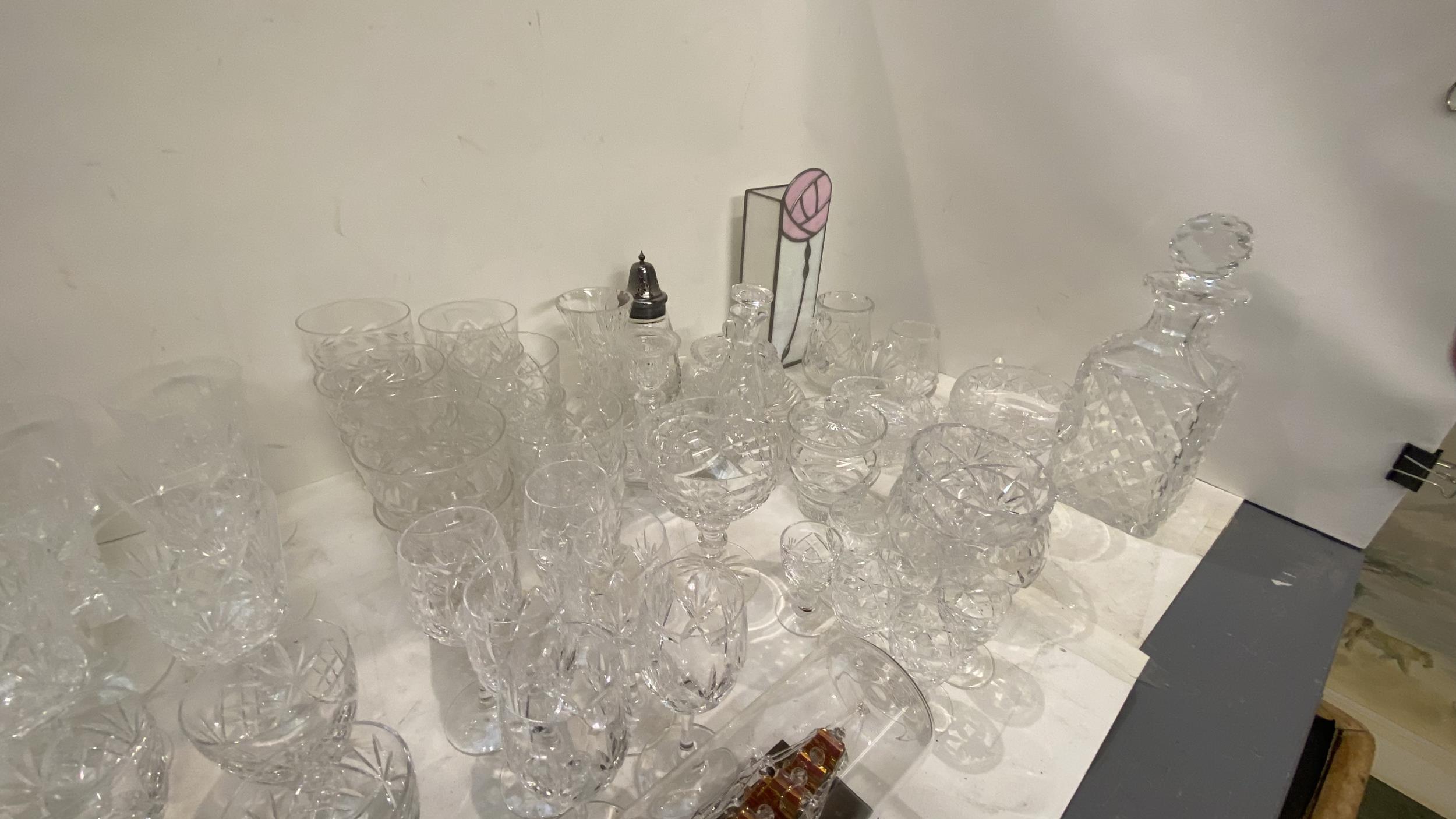 Large qty of glass wear including decanters, vases, wine glassed, tumblers etc. - Image 6 of 7