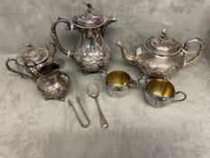 Silver plate tea set, see images for details
