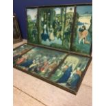 Qty of old framed & glazed religious panels some in hinged glazed frames; Condition: some wear see