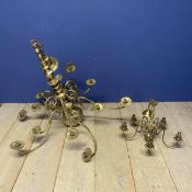 2 large brass chandeliers (with much wear)