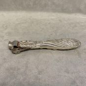 Sterling silver handled cigar cutter with etched Thornhill, Bond Street, London ; Birmingham 1924;