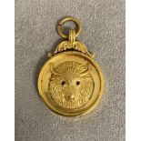 9 ct gold masonic medal by Fatorini and Sons Bradford, 5.8 grams