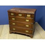 A mahogany Campaign style chest of 3 short over 3 long drawers, with brass inset handles and two
