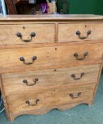 Pine chest of 2 short over 3 long drawers 98 cm wide x 94 cm high x 43 cm high