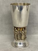Hallmarked Silver Winchester Cathedral goblet with silver gilt figures by Aurum London 1979