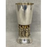 Hallmarked Silver Winchester Cathedral goblet with silver gilt figures by Aurum London 1979